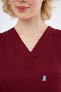 Bordo Medikal Hemşire Üniforması Unisex Yüksek Pamuk Likra Doktor Hekim Hemşire Scrubs ürün fotoğrafı