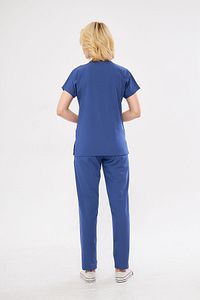 Fırtına Mavi Likralı Unisex Yarasa Kol Hemşire Ve Doktor Forması Takımı Scrubs Hastane Üniforması ürün fotoğrafı
