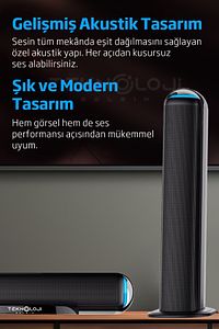 HP-TV01 3+1 Soundbar Ev Sinema Sistemi Stereo Hd Ses Kalitesi Rgb Kablolu 45W AMFİ 15WX3  SOUNDBAR ürün fotoğrafı