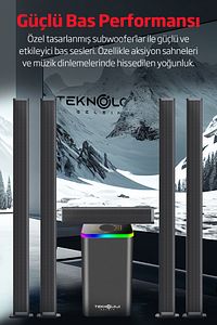 HP-TV04 5+1 Soundbar Ev Sinema Sistemi Stereo Hd Ses Kalitesi Rgb Kablolu 45W AMFİ 15WX5 SOUNDBAR ürün fotoğrafı