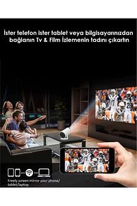 Hy300 Pro Beyaz Taşınabilir Sinema Projeksiyon 1280* 720p Ev Sineması Bluetooth Android 11 Akıllı ürün fotoğrafı