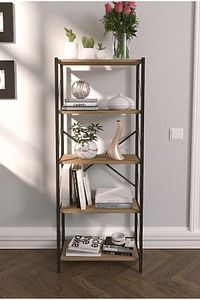 Net Plus Kitaplık 5 Katlı Dekoratif Raf/mobilya Ceviz Kitaplık 5 Raflı 150 Cm ürün fotoğrafı