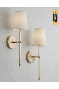Modern Tasarım 1 Adet Duvar Ledli Pilli Aplik Tak Çalıştır Eskitme Gold Krem Abajur Gün Işığı Pilli ürün fotoğrafı