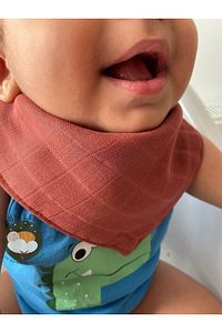 (6 Adet ) %100 Pamuk Müslin Kumaş Iki Çıtçıtlı Bebek Salya Önlük & Fular ürün fotoğrafı