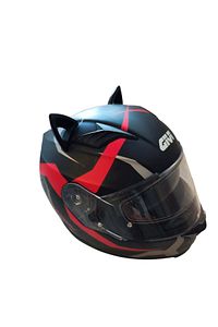 Kask süsü -3 lü set Kedi kulağı,kask boynuzu ve Rüzgar Tutmaz kedi kulağı sağ sol takım-siyah ürün fotoğrafı