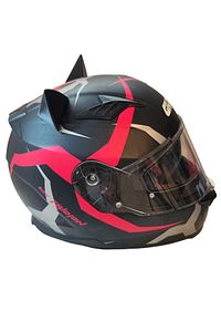 Kask süsü -3 lü set Kedi kulağı,kask boynuzu ve Rüzgar Tutmaz kedi kulağı sağ sol takım-siyah ürün fotoğrafı