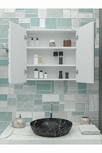 2 Kapaklı Aynalı Banyo Dolabı Çok Amaçlı Banyo Dolabı ürün fotoğrafı