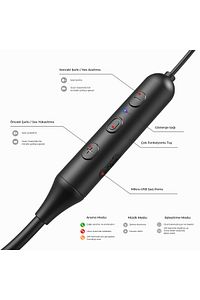 Es201 Boyun Bantlı Bluetooth 5.0 Kablosuz Mikrofonlu Kulak Içi Kulaklık Siyah ürün fotoğrafı