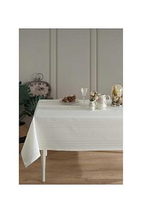 Polyester Kumaş Çizgili Masa Örtüsü 160*220 Cm Krem ürün fotoğrafı