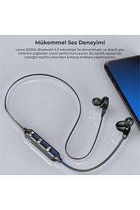 Es204 Boyun Bantlı Kablosuz Bluetooth 5.0 Mikrofonlu Kulak Içi Kulaklık Siyah ürün fotoğrafı