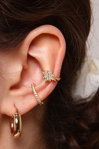 2'li Gold Renk Kuzey Yıldızı Earcuff ürün fotoğrafı