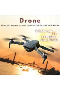 E58yeni Fırçasız Motor Hd 720p Çift Kameralı 30dk Uçuş Süresi 2 Bataryalı Taşıma Çantalı Drone ürün fotoğrafı