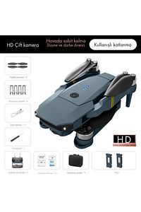 E58yeni Fırçasız Motor Hd 720p Çift Kameralı 30dk Uçuş Süresi 2 Bataryalı Taşıma Çantalı Drone ürün fotoğrafı