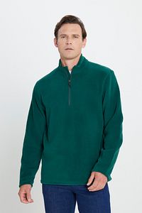 Erkek Yeşil Anti-pilling Tüylenme Yapmayan Standart Fit Dik Yaka Soğuk Geçirmez Polar Sweatshirt ürün fotoğrafı