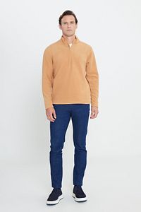 Erkek Karamel Anti-pilling Tüylenme Yapmayan Standart Fit Dik Yaka Soğuk Geçirmez Polar Sweatshirt ürün fotoğrafı
