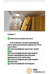 Hareket Sensörlü 16 Led 400mah Şarjlı 2 Renk Beyaz Ve Gün Işığı Led Auto Dolap Içi, Koridor Type-c. ürün fotoğrafı