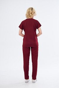 Bordo Medikal Hemşire Üniforması Unisex Yüksek Pamuk Likra Doktor Hekim Hemşire Scrubs ürün fotoğrafı