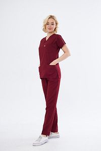 Bordo Medikal Hemşire Üniforması Unisex Yüksek Pamuk Likra Doktor Hekim Hemşire Scrubs ürün fotoğrafı