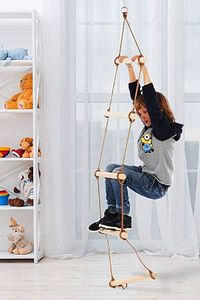 Çocuk Ahşap Ip Merdiven Montessori Eğitici Trapez Salıncak Tırmanma Kulesi Jimlastik Salıncağı ürün fotoğrafı