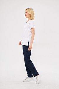 Beyaz Lacivert Likralı Unisex Yarasa Kol Doktor Ve Hemşire Forması Scrubs Hastane Üniforması Takımı ürün fotoğrafı