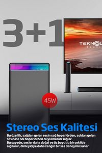 HP-TV01 3+1 Soundbar Ev Sinema Sistemi Stereo Hd Ses Kalitesi Rgb Kablolu 45W AMFİ 15WX3  SOUNDBAR ürün fotoğrafı
