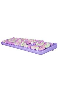 Round Km-6282 Renkli Tuşlu Mor Kablosuz Q Multimedia Klavye Mouse Set ürün fotoğrafı