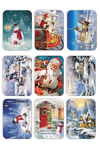 9lu Simli Yılbaşı Kartpostal Seti Yeniyıl 9 Lu Kardan Adam Noel Baba Nostalji ürün fotoğrafı