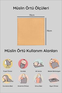 6'lı Çok Amaçlı Müslin Bez, Örtü, Battaniye Seti Unisex Renkli %100 Pamuk - 75x75 Cm - Ztc100 ürün fotoğrafı