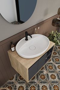 Gül 70 Cm %100 Mdf Lavabolu Banyo Dolabı Ayna Alt Dolap Lavabo ürün fotoğrafı