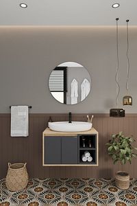 Gül 70 Cm %100 Mdf Lavabolu Banyo Dolabı Ayna Alt Dolap Lavabo ürün fotoğrafı