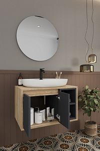 Gül 70 Cm %100 Mdf Lavabolu Banyo Dolabı Ayna Alt Dolap Lavabo ürün fotoğrafı