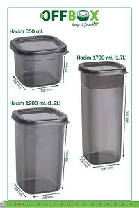 24 Adet 48 Parça 0,55-1,2-1,7 Litre Kare Erzak Bakliyat Baharat Saklama Kabı Seti 40 Etiket Hediyeli ürün fotoğrafı
