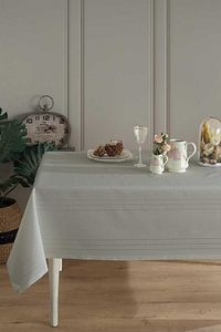 Gri Polyester Kumaş Çizgili Masa Örtüsü 160*220 Cm ürün fotoğrafı