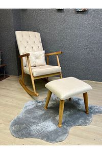 Trend Naturel Krem Kapitoneli Sallanan Sandalye Dinlenme Emzirme Baba Tv Okuma Koltuğu Berjer ürün fotoğrafı