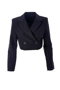 Kruvaze Crop Blazer Ceket Siyah ürün fotoğrafı