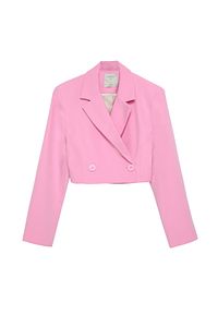Kruvaze Crop Blazer Ceket Pembe ürün fotoğrafı
