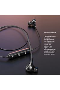 Es204 Boyun Bantlı Kablosuz Bluetooth 5.0 Mikrofonlu Kulak Içi Kulaklık Siyah ürün fotoğrafı