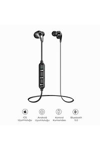Es204 Boyun Bantlı Kablosuz Bluetooth 5.0 Mikrofonlu Kulak Içi Kulaklık Siyah ürün fotoğrafı