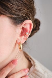 2'li Gold Renk Kuzey Yıldızı Earcuff ürün fotoğrafı