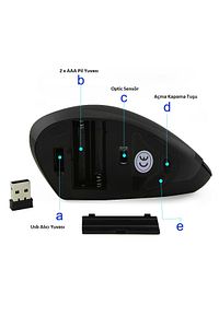 Kablosuz Ergonomik Dikey Mouse 800/1200/1600 Dpı ürün fotoğrafı