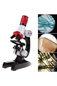 Eğitici Çocuk Mikroskop Kiti Zoom Led Işıklı 100x 400x 1000x 1200x ürün fotoğrafı