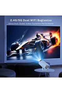 Taşınabilir Android Sinema Projeksiyon Wifi Destekli En Güncel Sürüm Akıllı Projektör Beyaz 720p ürün fotoğrafı
