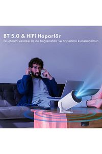 Taşınabilir Android Sinema Projeksiyon Wifi Destekli En Güncel Sürüm Akıllı Projektör Beyaz 720p ürün fotoğrafı