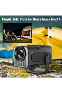 Upgrade Android Taşınabilir Sinema Projeksiyon Wifi Destekli En Güncel Sürüm Akıllı Projektör Siyah ürün fotoğrafı