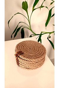Hasır Bej Bardak Altlığı (4'LÜ) ,12 Cm, Fincan,bardak,kupa,mum Altlığı,el Yapımı Naturel - Hediyeli ürün fotoğrafı