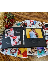 Beyaz Kalemli Siyah Kendin Tasarla Anı Defteri Ve Fotoğraf Albümü ürün fotoğrafı