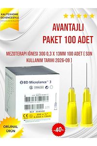 Botox Işlem Iğnesi Iğne Ucu-mezoterapi-botoks-prp-sarı Mezoterapi Iğne Ucu30g 0,3 X 13mm ürün fotoğrafı