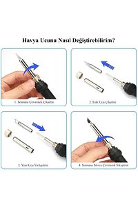St-60 60w Sıcaklık Ayarlanabilir Havya,havya Standı,lehim Pompası,lehim Tüpü,cımbız Set,yedek Uç ürün fotoğrafı