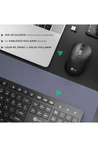 Kw201 Kablosuz Türkçe Q Klavye & Mouse Set Siyah ürün fotoğrafı