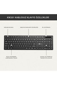 Kw201 Kablosuz Türkçe Q Klavye & Mouse Set Siyah ürün fotoğrafı